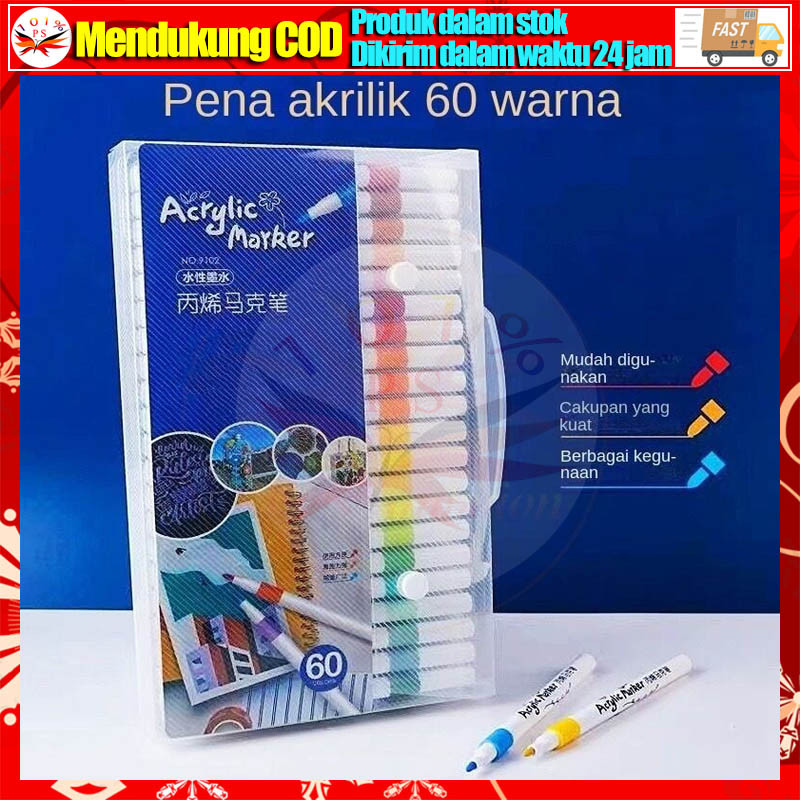 

60 PCS Hightune Acrylic Marker Set Spidol Akrilik DIY Painting Spidol Pastel Pulpen Highlight Drawing Warna