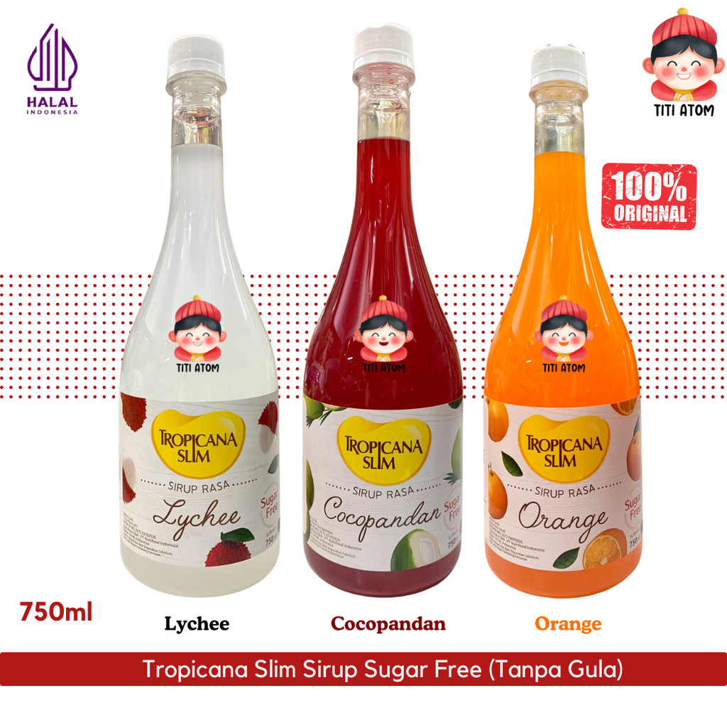 

Tropicana Slim Sirup Bebas Gula Lychee Leci Cocopandan Jeruk 750ml