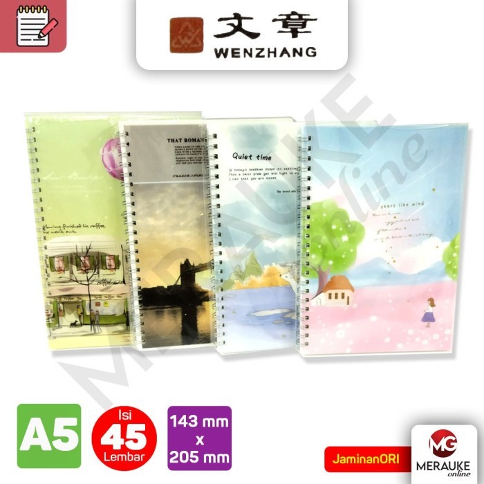 

Buku Catatan Ring Bergaris / Ruled Ringbook Diary Wenzhang A5 5525
