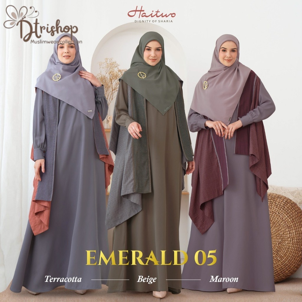 Baju Gamis Wanita Dewasa Model Gamis + Outer Emerald 005 by Nibras