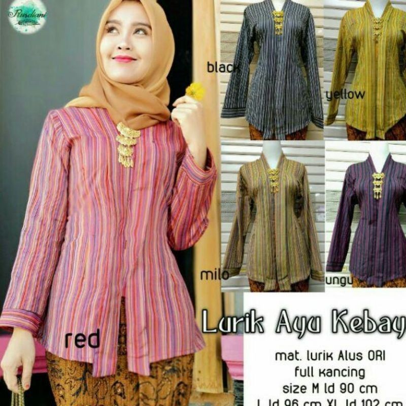 Baju LURIK JA kebaya nita Set Kebaya Lurik Ayu + Rok Batik Plisket Seragam Bridesmaids Cantik Modern