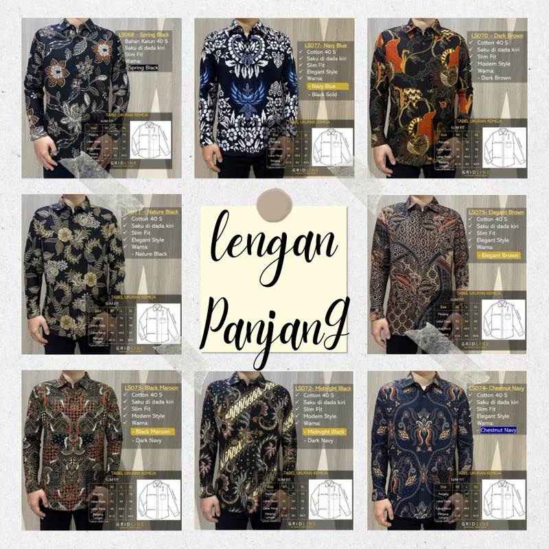 [GRIDLINE BATIK Lengan Panjang Series 1] Kemeja Lengan Panjang FULL KATUN Kantor Kondangan Seragam