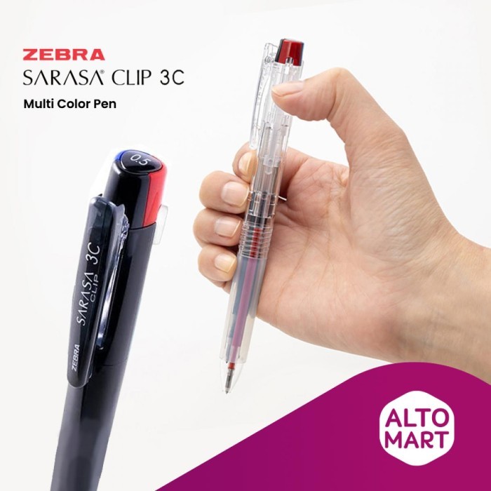 

Zebra Sarasa Clip 3C Multi Color Gel Pen 0.4 0.5 mm Pulpen - BLACK, 0.4 mm