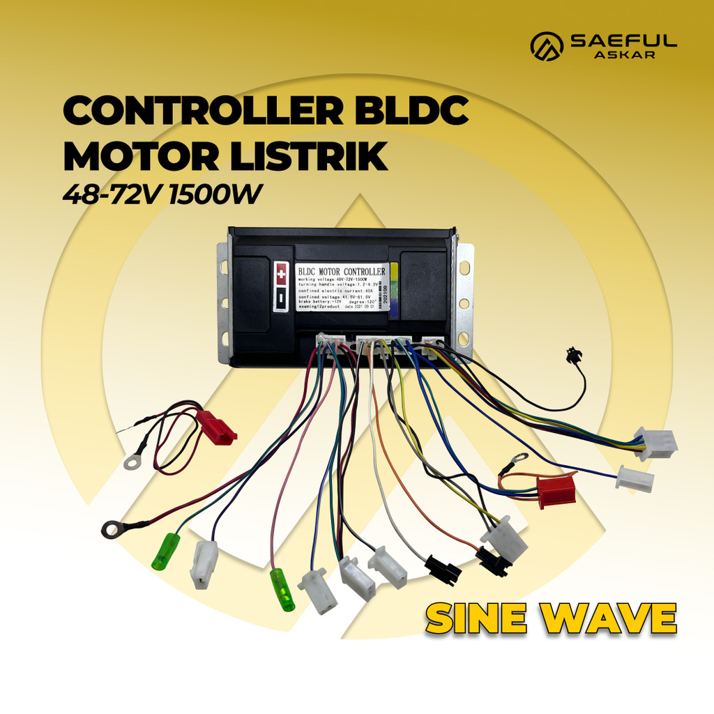 Kontroler Gelombang Sinus Sepeda Listrik 48V 60V 64V 72V 84V 1500W Sparepart Controller Sine Wave