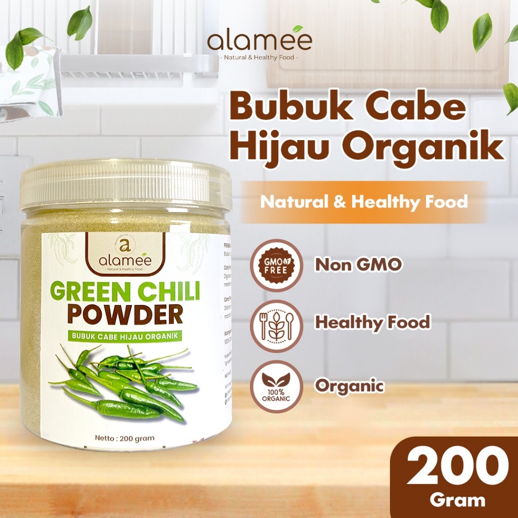

ALAMEE Bubuk Cabe Hijau Green Chili Seasoning Powder Bumbu Masakan Dapur Murni Tampa Campuran 200gr