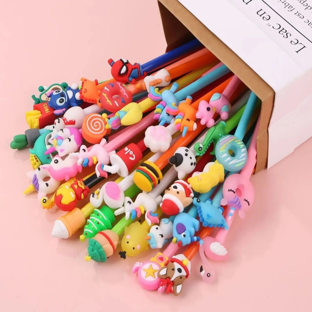 

40Pcs/Lot Kawaii Gel Pens Cute Cartoon Neutral Pens Random 0.5mm Black Ink Writing Supplies Kids School Office Stationery Gifts
