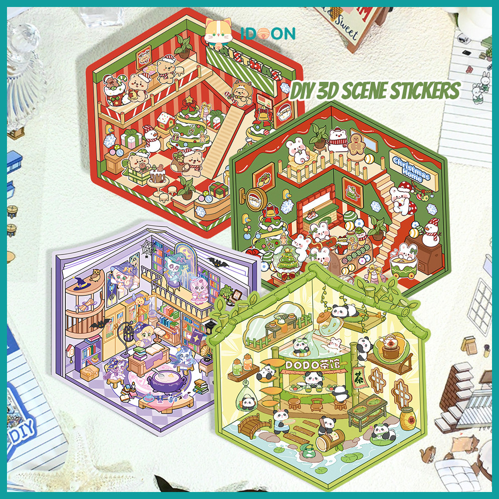 

IDOON Mainan Anak Sticker 3D Lucu Kreatif Gaya Untuk Dekorasi Diy 3D Scene Stickers