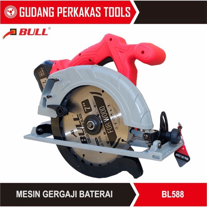 BULL Mesin Gergaji Potong Baterai 7" / Cordless Circular Saw BL588