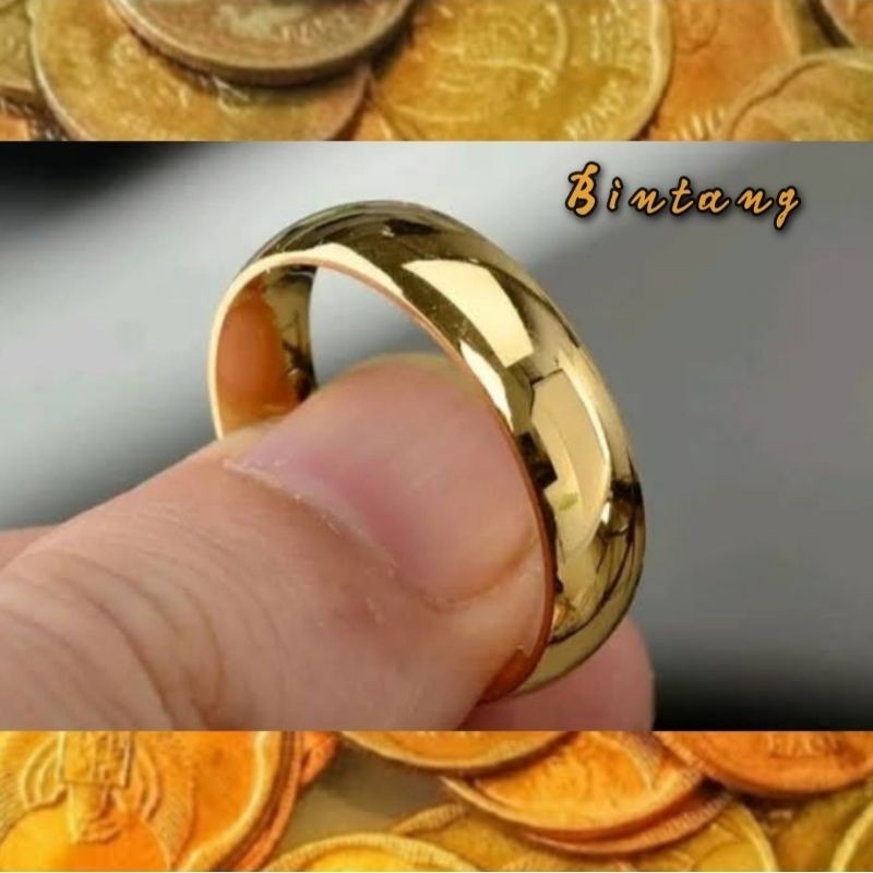 promo terlaris....cincin couple polos emas mudah 24k kadar 17,7 free surat