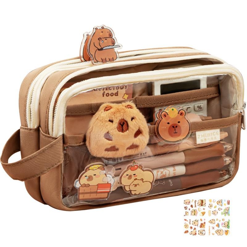 

Aesthetic Clear Pencil Case Capybara Large Capacity Multi-layers Pouch Large Capacity Multi-layers Pen Case Cute Workplace