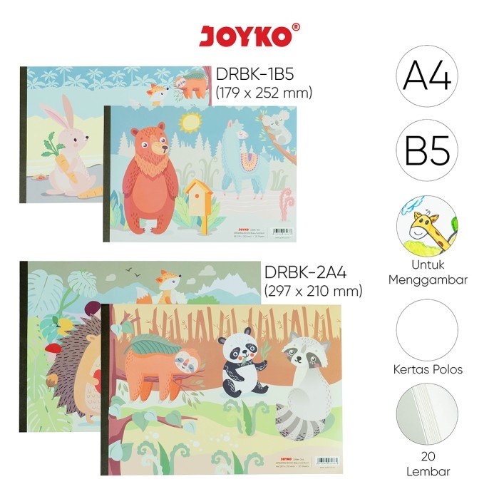 

Buku Gambar Joyko Ukuran B5 & A4 DRBK-1B5 - 2A4 Drawing Book Isi 20 Lembar Cover Random - Satuan