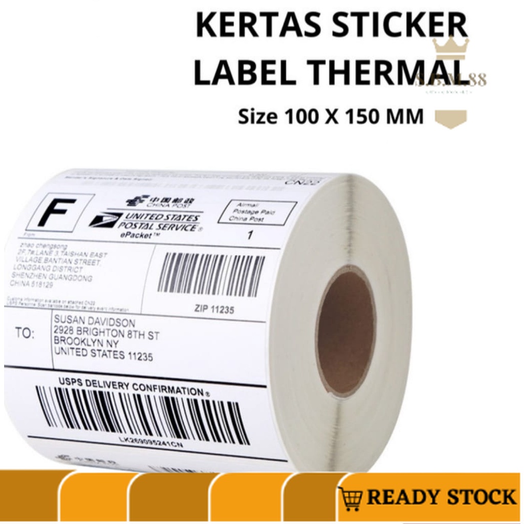 

SM88 -F306- KERTAS STIKER RESI LABEL THERMAL 100mm x 150mm