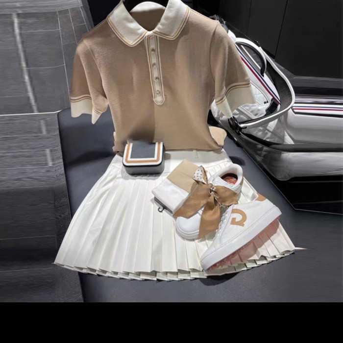 short sleeve polo ladies rok skort set golf tennis outfit set