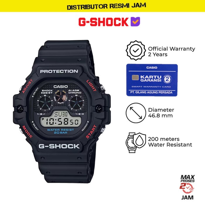 GShock DW-5900-1DR DW-5900 DW5900 Garansi Resmi 2 Tahun