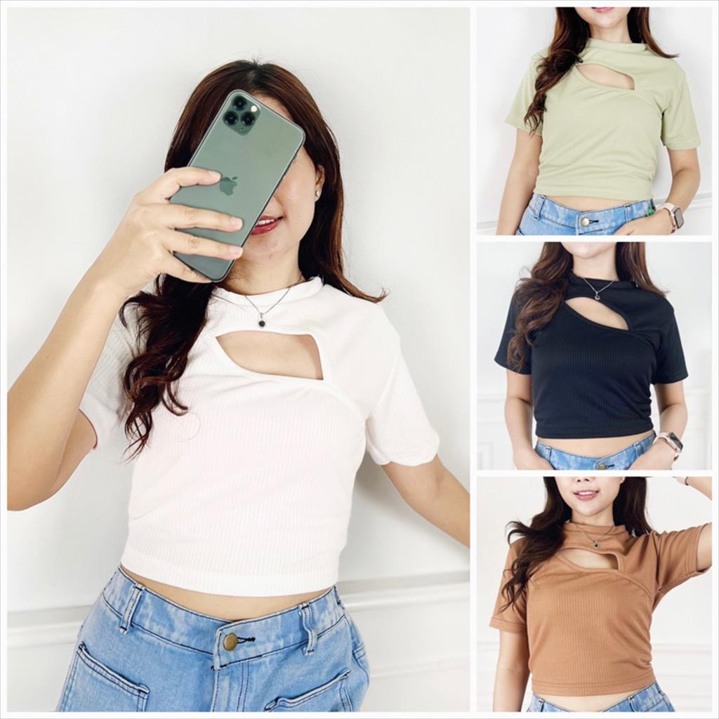 RZ 1.171 - April Knit Crop Top Baju Atasan Wanita Fashion Korea