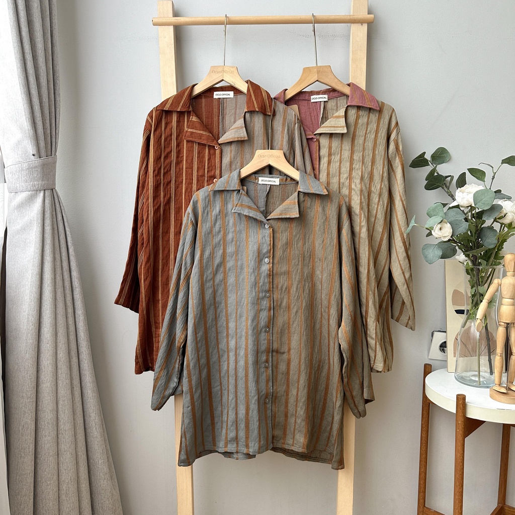 Oclo Slovris Shirt Kemeja Salur Kombi