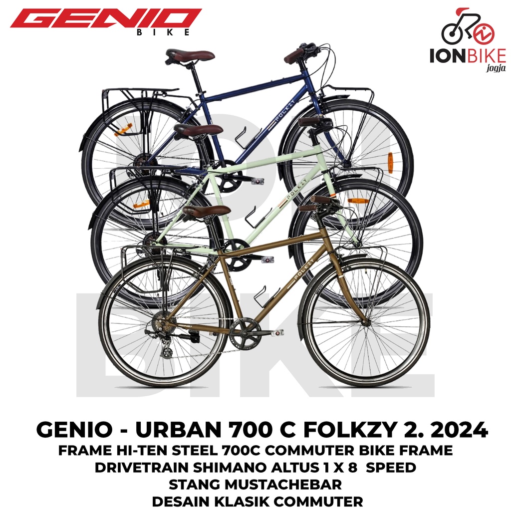 Sepeda Genio Folkzy 700c 2024 Touring Gravel 700 Hybrid Balap Murah Pemula Awet Retro Classic Mousta
