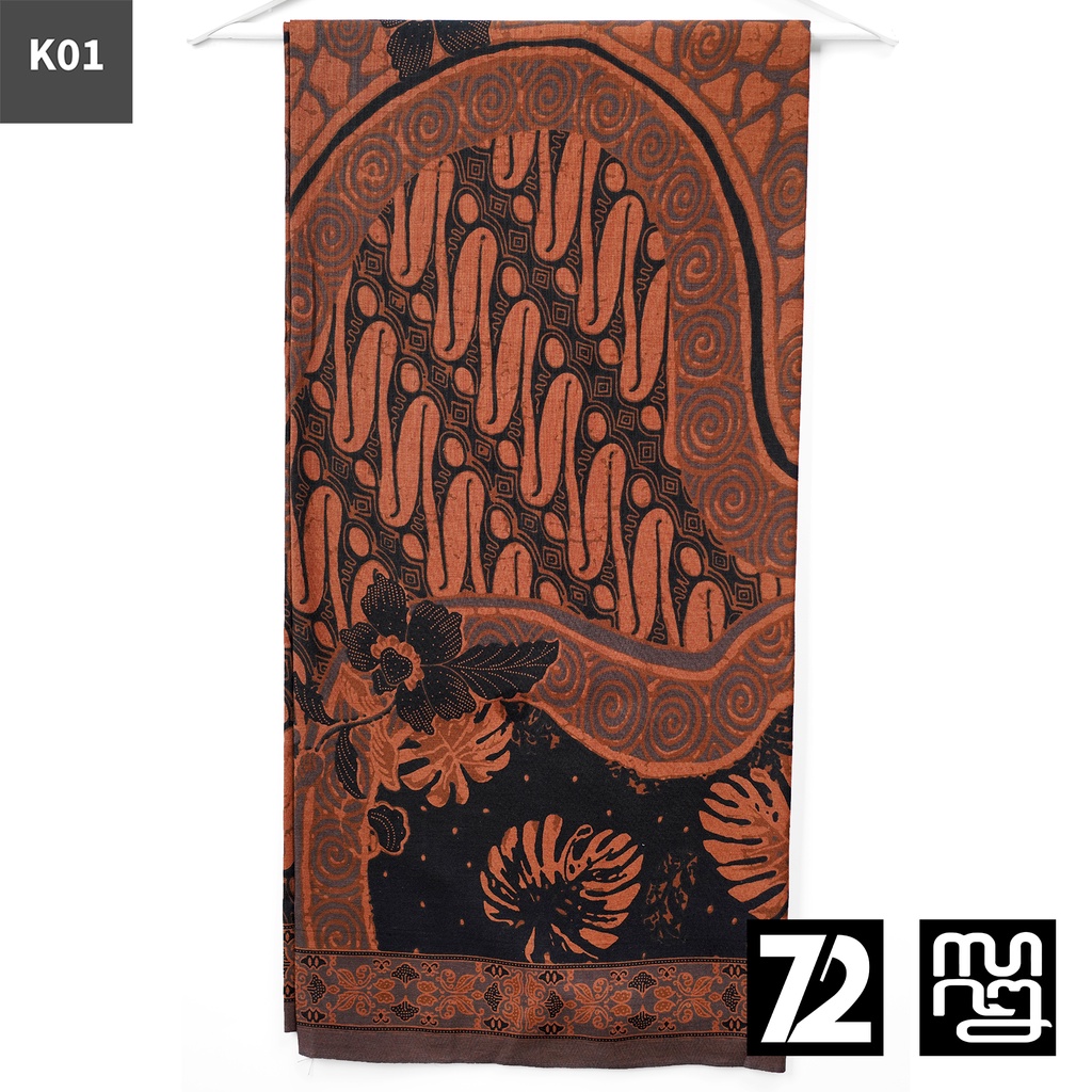 KAIN BATIK PREMIUM Bahan Katun Motif Parang Naru Warna Hitam Coklat 724171 Cap 72 Jarik Jarit Sampin