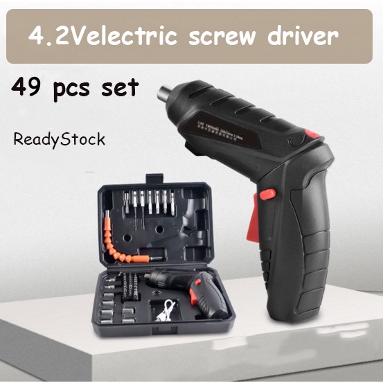 Cordless Screwdriver 4.2 V / Baterai Impact Cordless Drill 49 Pcs Set / Bor Mini / Screwdriver Bater