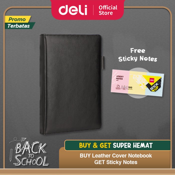 

Deli Leather Cover Notebook/Buku Catatan A5 180Lembar 22598 - Abu-abu