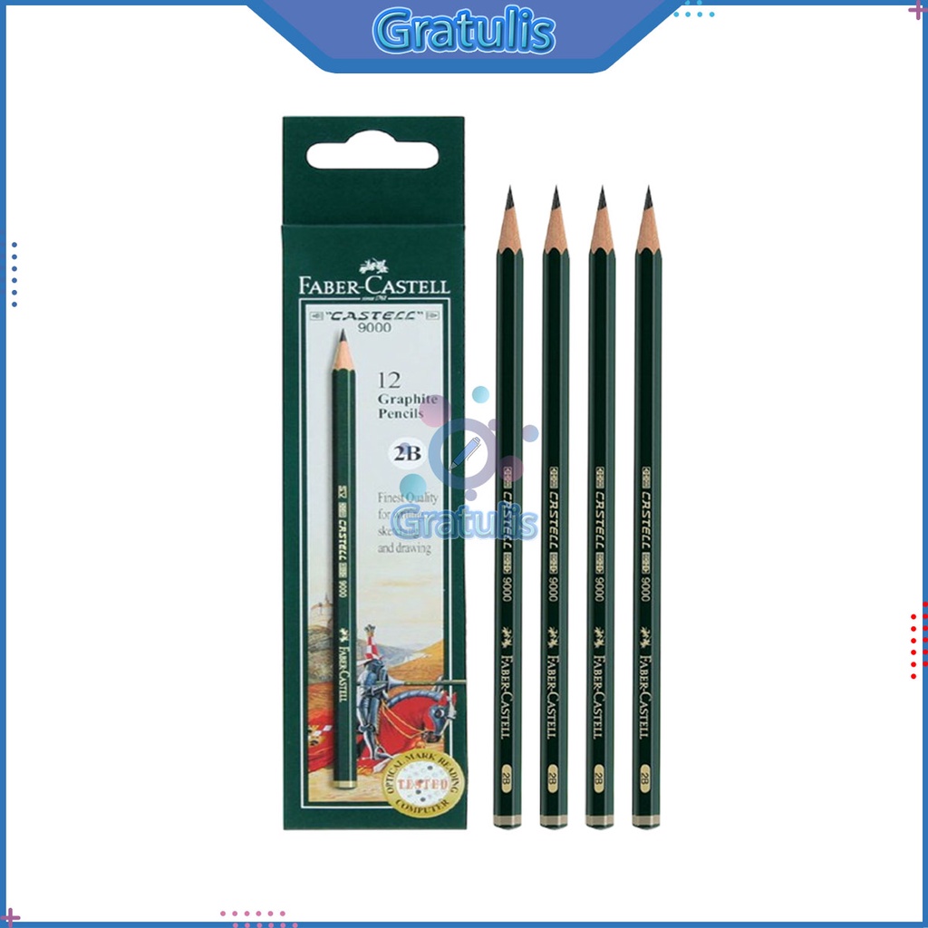 

ORIGINAL PENSIL 2B FABER CASTELL GRAPHITE [9000/12 PCS] / ALAT TULIS UJIAN KOMPUTER / PENCIL GAMBAR MENULIS [1 PACK]