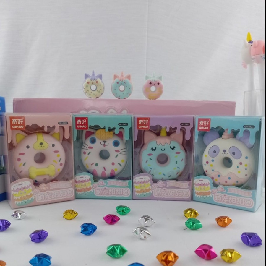 

Penghapus Box Qi Hao Donat Besar QH-8421 Setip Hapusan Pensil Eraser stip setip unicorn panda cat kucing dog anjing