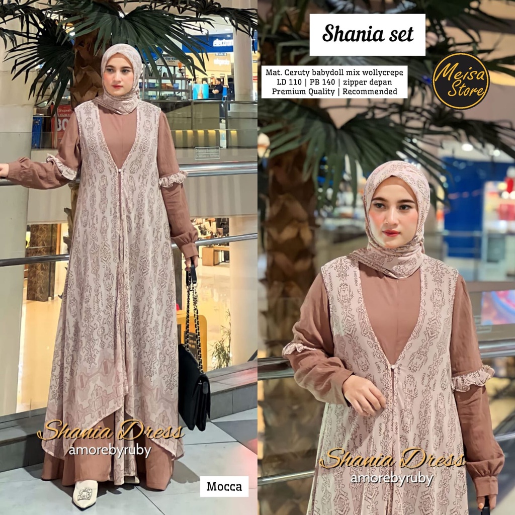 Dress kondangan Shania set/ gamis jumbo murah premium/ Dress jumbo LD 110/ dress pesta kekinian