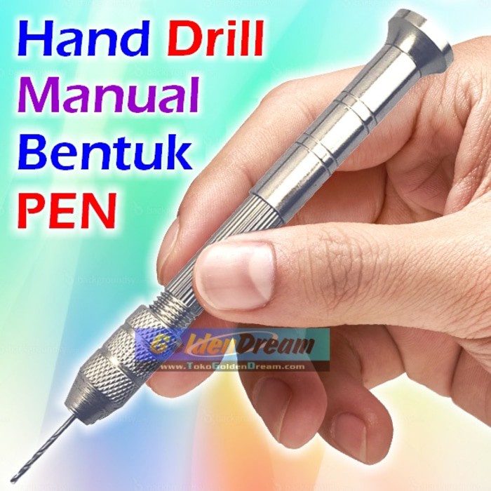 Mini Pen Hand Drill Manual Bor Tangan Lobang Tiny Stainless Steel PCB
