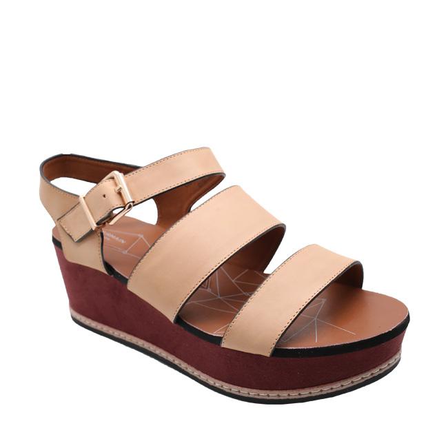 Obermain Sepatu Wedges Wanita Mariska Hasna - Ankle Strap In Beige