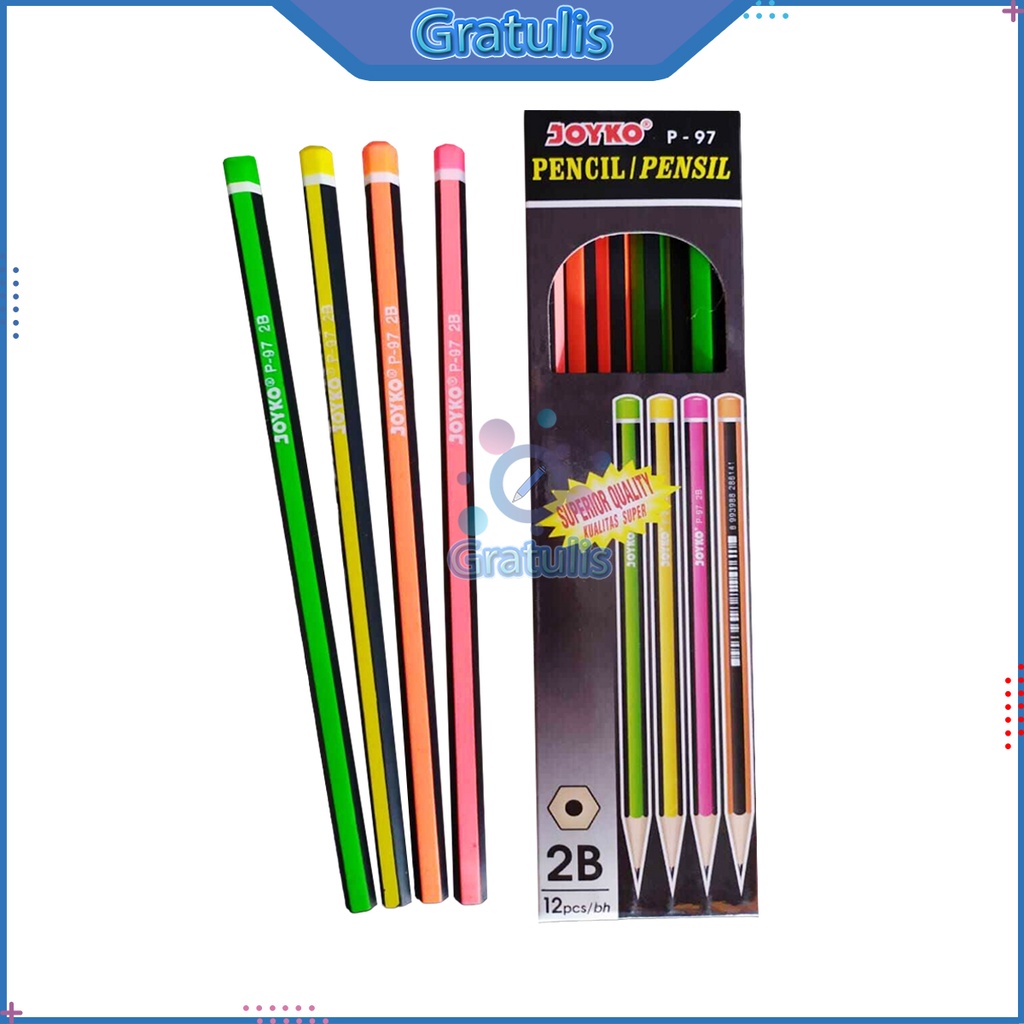 

PENSIL 2B JOYKO [P-97/12 PCS] / ALAT TULIS UJIAN KOMPUTER / PENCIL GAMBAR MENULIS [1 PACK]