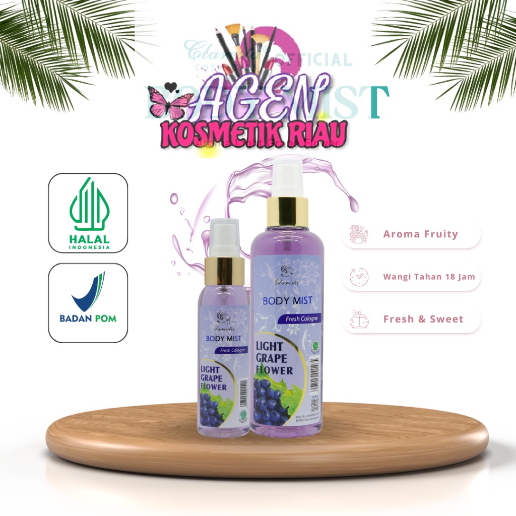 Claresta Body Mist Light Grape Flower Fresh Cologne 100/200ML Parfum Pria Wanita Body Spray Awet Tah