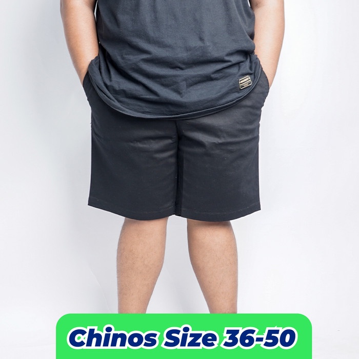 HIGHEST Celana Chinos Pendek Pria Jumbo Big Size Hitam Melar 36 38 40 42 44 46 48 50 HCB16