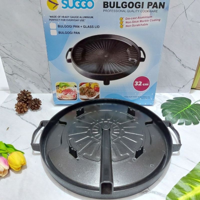 BULGOGI + TUTUP KACA Suggo Bulgogi Grill Pan 32cm / Alat Panggan Anti Lengket / Bulgogi Pan Anti