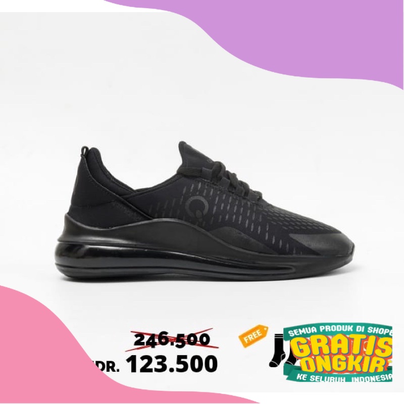 QAHHAR.ID LEO / Sepatu Olahraga Pria Wanita / Sepatu Olahraga Hitam / Sepatu Running Hitam / Sepatu 