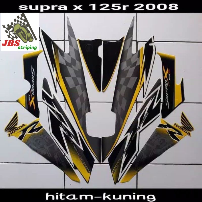 striping supra x 125 stiker  honda supra x 125 r 2008 2009 hitam kuning