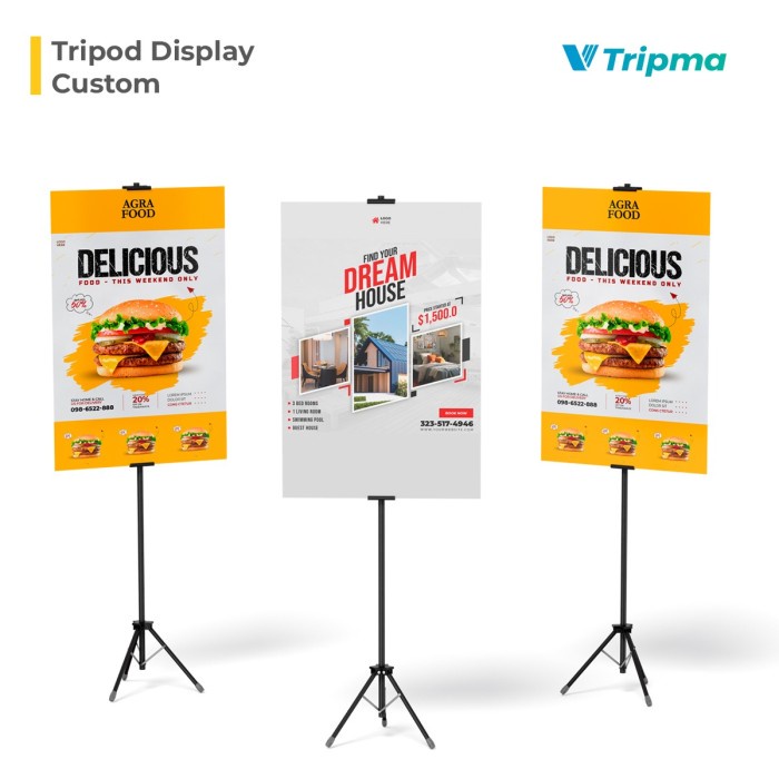 

Tripod Stand Sign - Tripod Display - Papan Iklan + Foam Board 50x70 - 1 Sisi