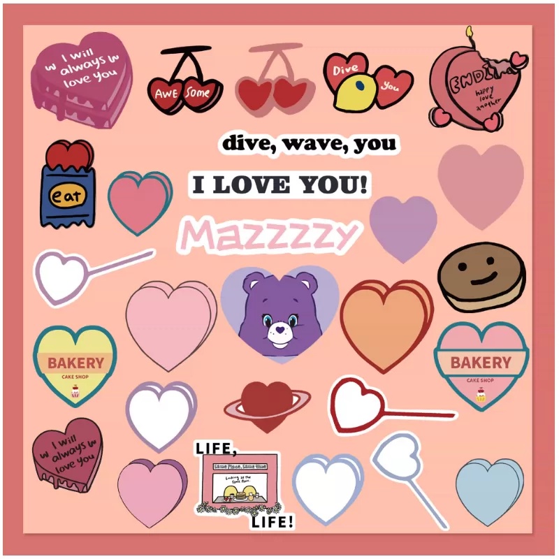 

Celebrities' same style Stickers For Mobile phone tablet love gourmet food English stickers