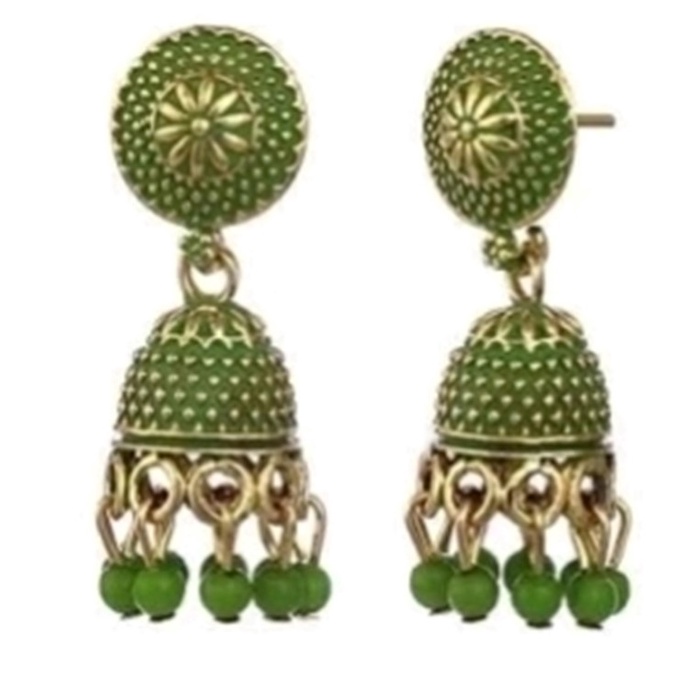 [ BEST SELLER ] - VS - Anting khas India, multicolor jhumka - Hijau