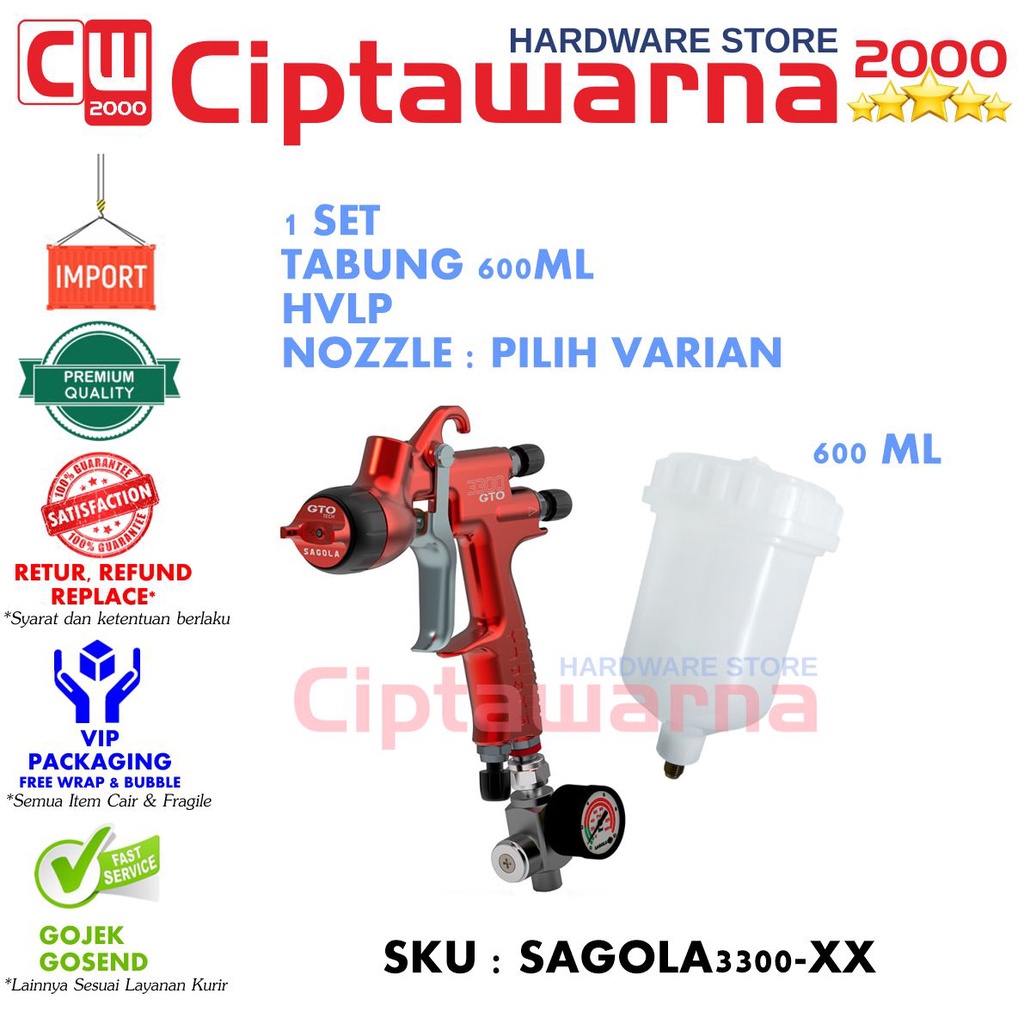 Spray Gun Spraygun Sagola 3300 GTO Car HVLP 1.3 mm