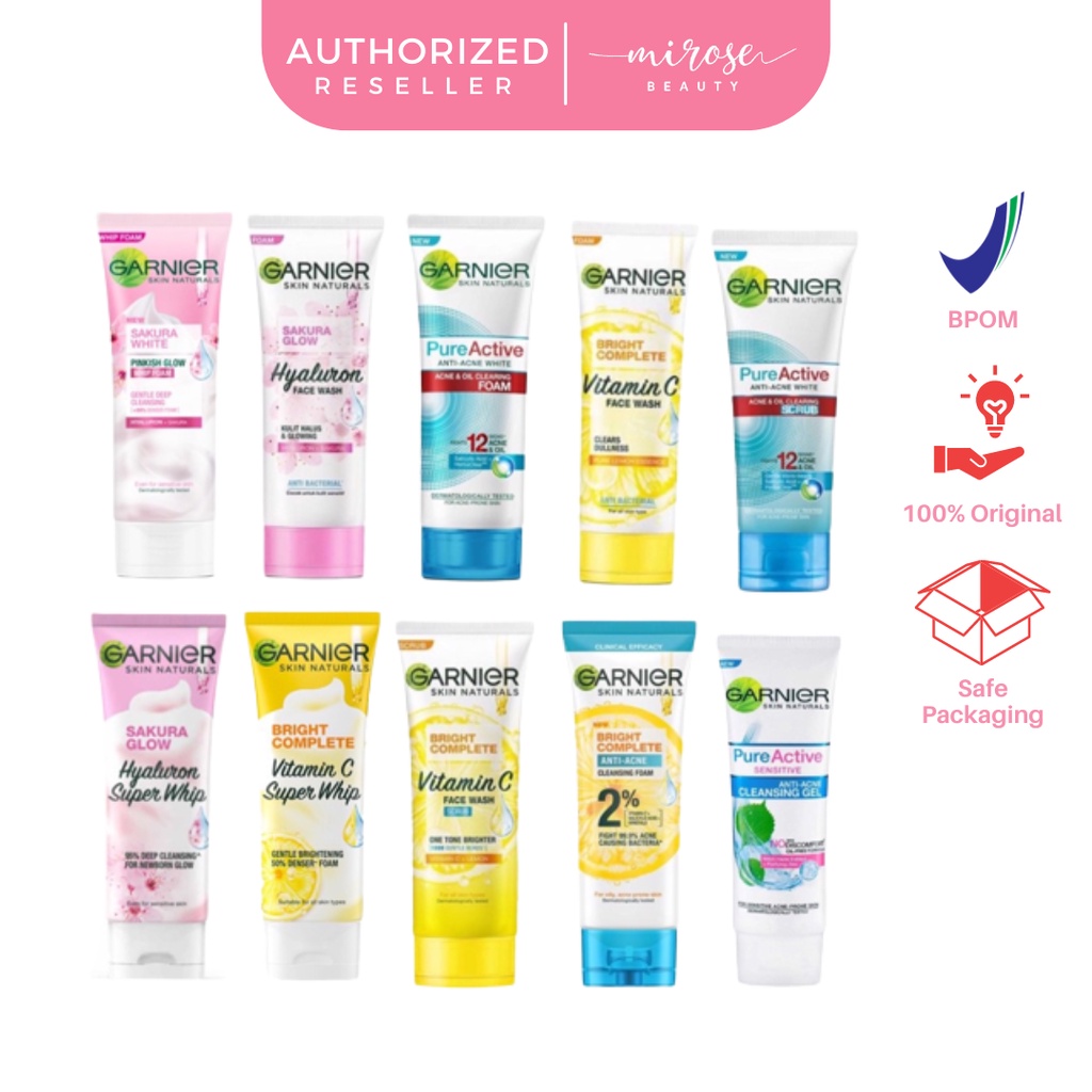 GARNIER Face Wash/ Facial Foam/ Whip/ Gel/ Scrub |  Bright Complete, Anti Acne, Sakura Glow, Sakura 