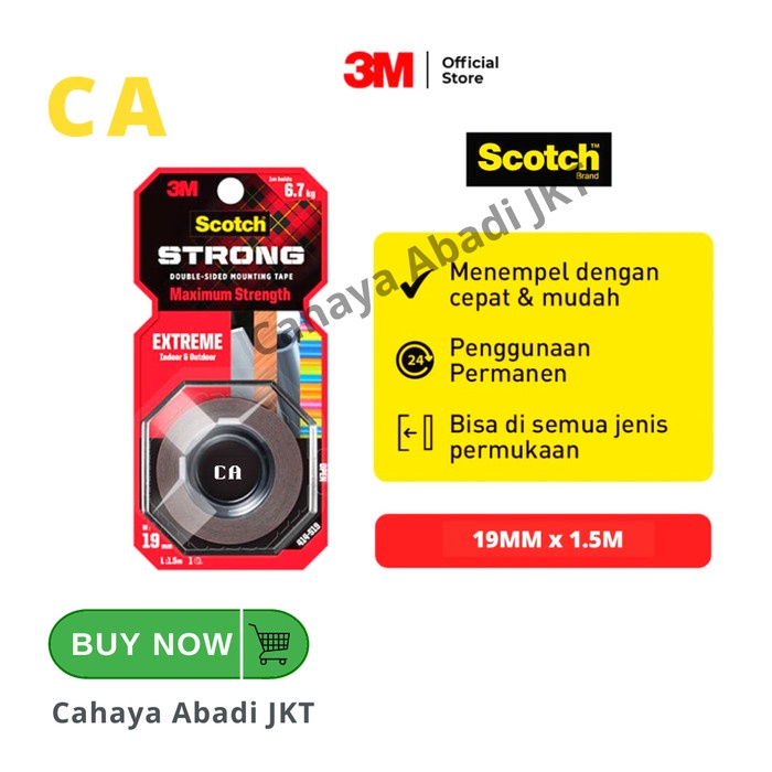 

Scotch 3M Perekat Isolasi Extreme Mounting Tape 414-S19 19 MM X 1.5 M