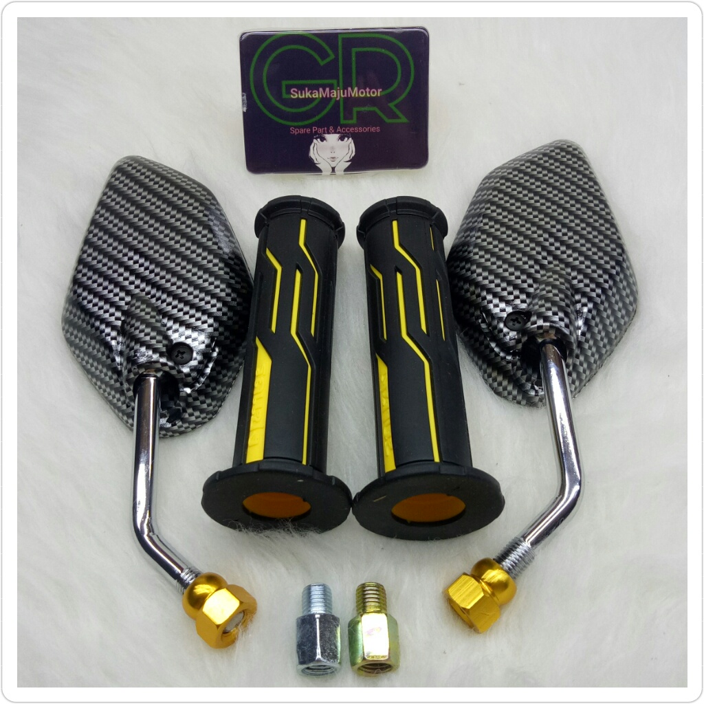 #CRC# paket variasi spion Karbon mini model jupiter+Handgrip Thailand universal Nmax,Aerox,Pcx,Vario