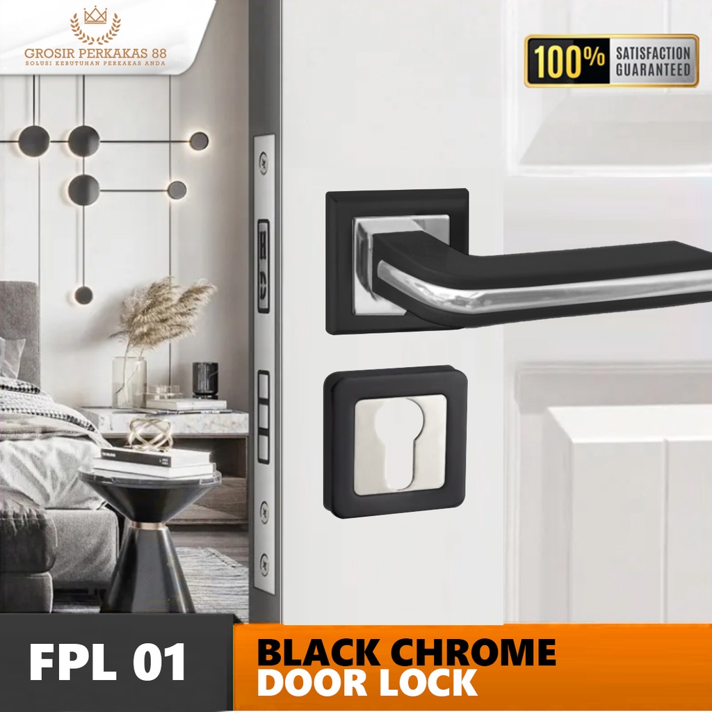 Handle Pintu Pegangan Rumah Handel Kamar Slot Minimalis Hitam Aigo