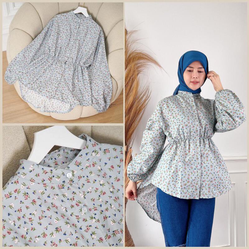 Jia Fashion  Baju Atasan Wanita Terbaru / 1099 Floral Cute Blouse JUMBO / Blus Motif Bunga