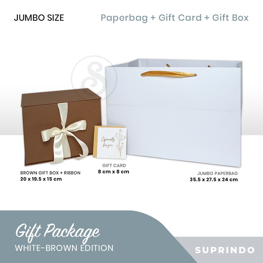 

Premium Gift Set Paper Bag+Kotak Kado+Kartu Ucapan (JUMBO 2, COKELAT)