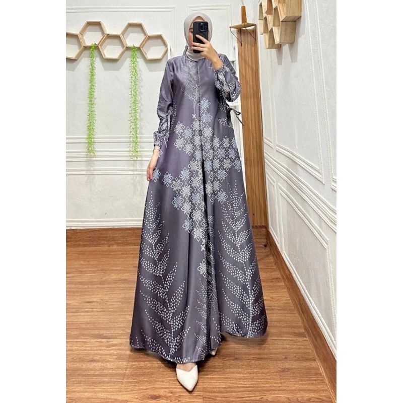 Ready gamis Maxmara silk jumbo/Cod nadia dress fashion Muslim wanita terbaru/fashion Muslim wanita k