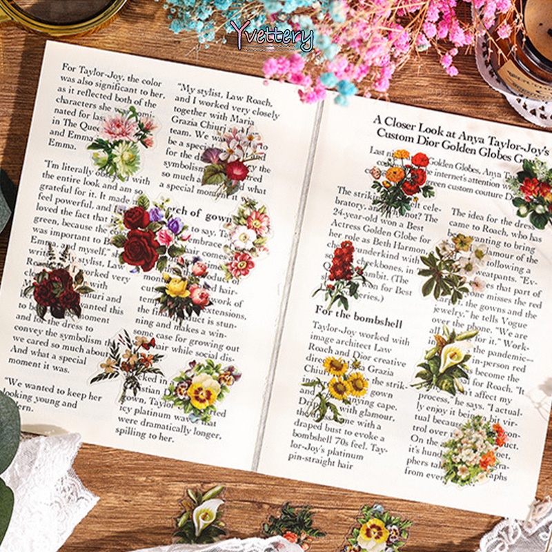 

COD❤️ Tas Stiker Tahan Air 60-Sheet Set Anak-anak Ledger Stiker Bahan Tumbuhan Retro Kreatif-yy