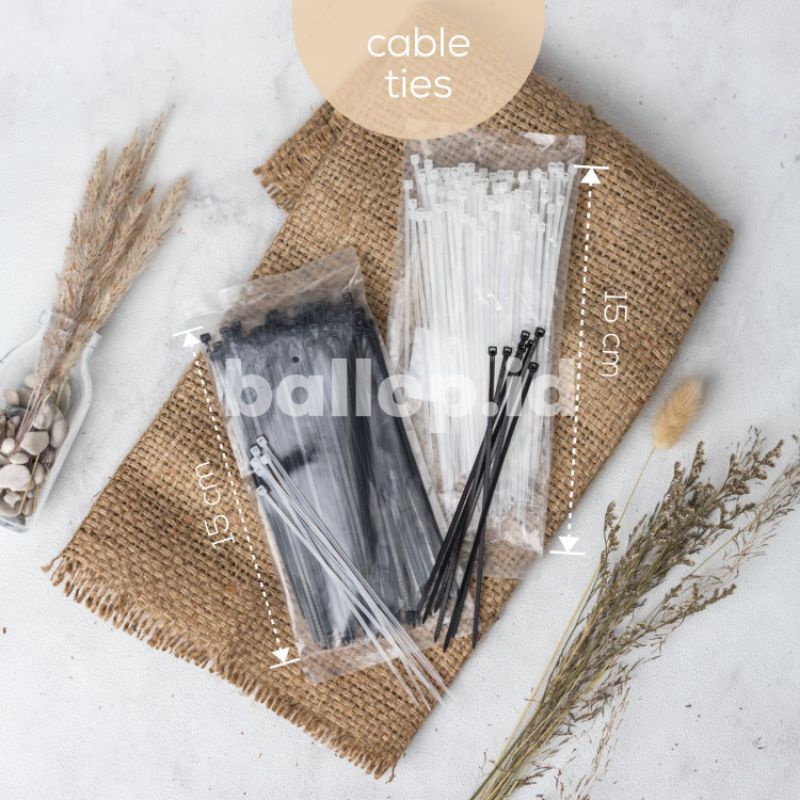 

[100PCS] Cable Ties 15 CM Hitam Putih Tali Pengaman Plastik Kresek Makanan Takeaway isi 100 Murah