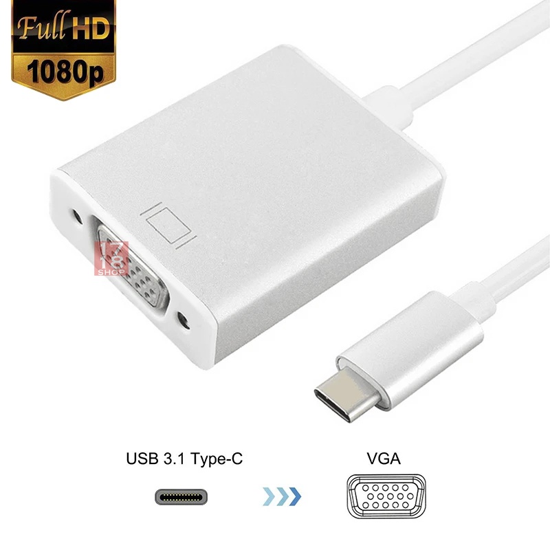 Usb C untuk VGA Adaptor USB 3.1 Tipe C Male Ke Female VGA Kabel 1080 P FHD untuk Macbook 12 inch Chr