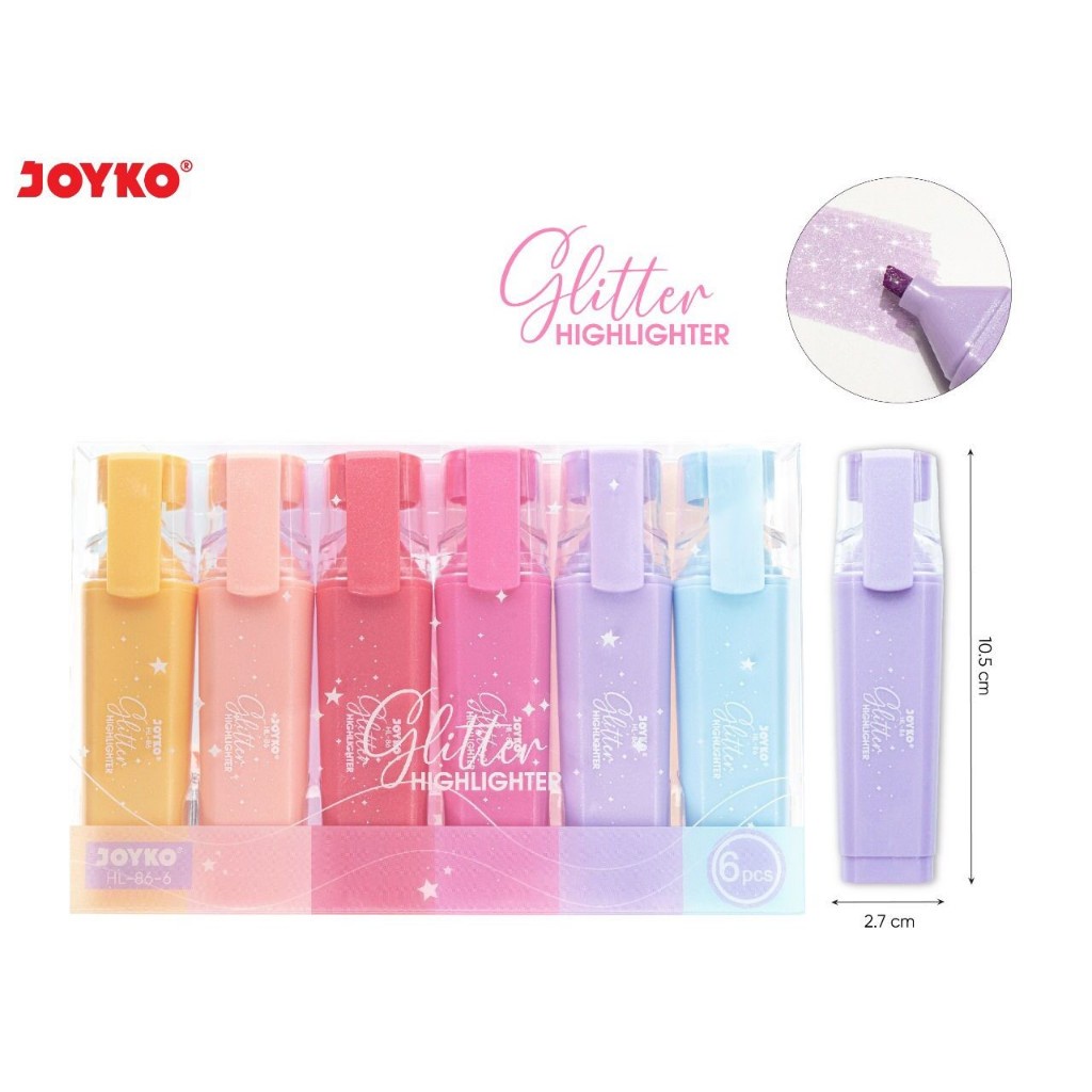 

Ay00! [SET] Highlighter Glitter / Penanda 6 Warna Pastel - Joyko HL-86-6 MURAH